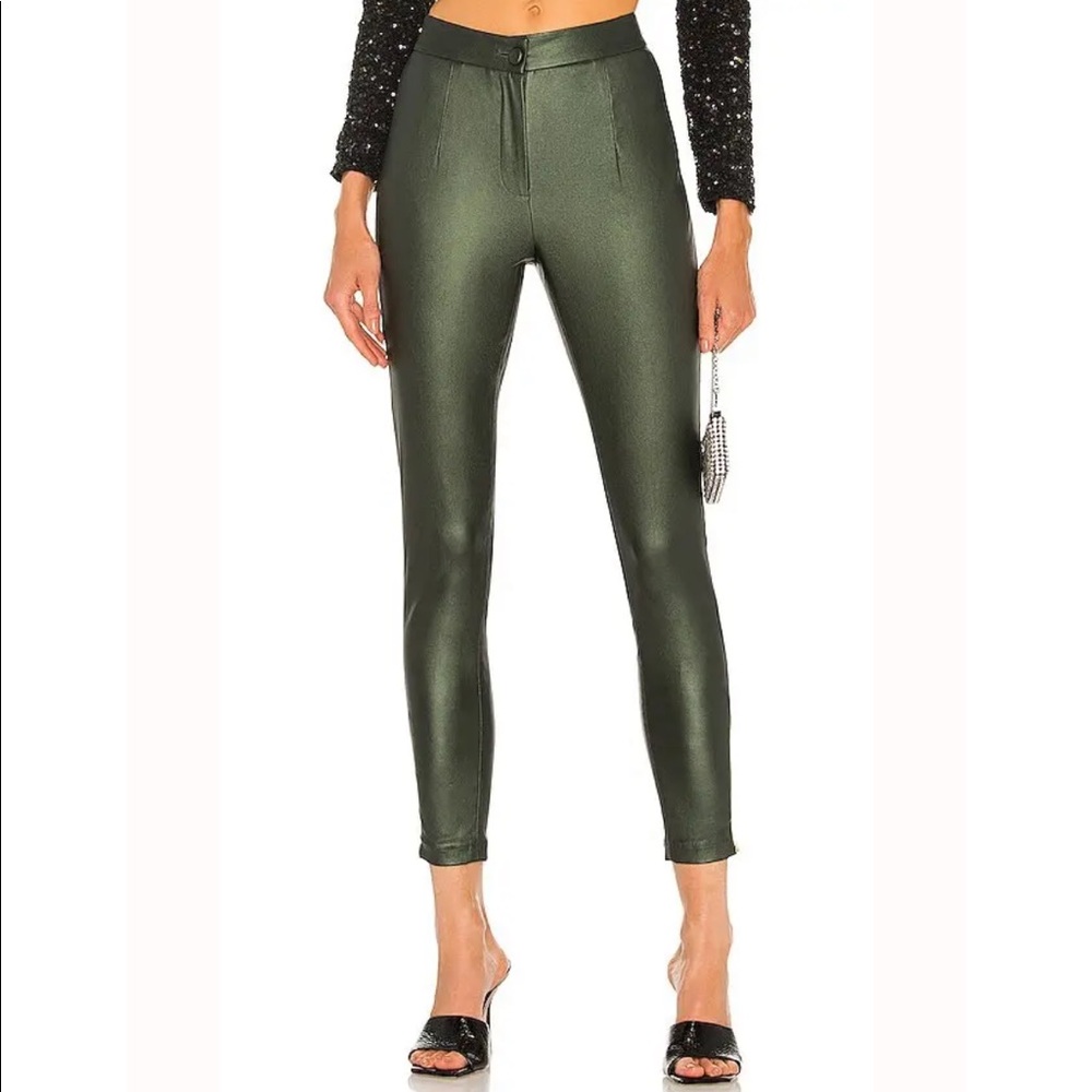 Retrofete faux leather pant in dark green never worn